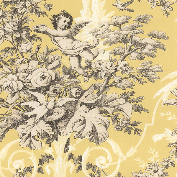 Patton Wallcoverings CH22539 Manor House Fabric Toile Wallpaper